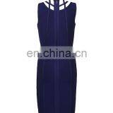 Amigo 2017 New Style Blue Sleeveless Sexy Cut Out Bandage Dress Midi Evening Dresses for Women Party Wear thumbnail-3