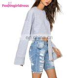 Low Moq Sweatshirt Manufacturer Blank 100% Cotton Women Crew Neck Sweatshirt thumbnail-1