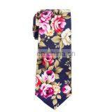 100% Cotton Printed Navy Bouquet Tie thumbnail-2