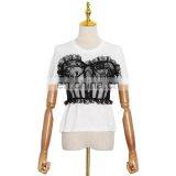 TWOTWINSTYLE Shirt Female o Neck Large Size Loose Casual Tank Patchwork Lace Fashion New thumbnail-1