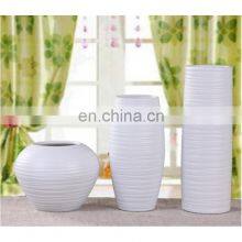 Chinese Style Big Size Ceramic Floor White Large Caliber Pottery Flower Vase thumbnail-2
