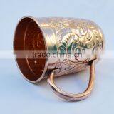 Embossed Copper Mule Mug Moscow Mule Mug Copper Beer Mug From India thumbnail-2