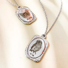 Sterling Silver Pet Memorial Necklace With Engravable Paw Print Charm thumbnail-3