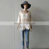 2016 Ladies Tops Hot Cotton Embroidery Lace Fabric Vest for Women Blouse thumbnail-4