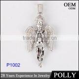 Hip Pop Micro Set AAA CZ 925 Sterling Silver Mini Angel Pendant Jewelry thumbnail-6