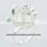 Gleaming Brushed Silver Plated Sterling Silver Flower Ring thumbnail-1