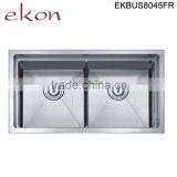 Wholesale Prices Handmade Stainless Steel Double Bowl Under Mount Kitchen Sinks thumbnail-2