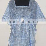 Sexy Women Fashionable Designer Kaftan Indian Handmade Cotton Block Printed Caftan Designer Top Poncho Kimono thumbnail-1
