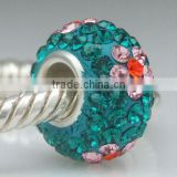 Crystal glass beads sterling silver Diamond Pave Beads