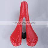 Red Bicycle Saddle Titanium Base MTB Leather Mountain Bikes Saddle thumbnail-1