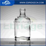 210ml clear flat shape vodka glass bottle with screw top