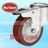 Stainless Steel Swivel Castor With PU Wheel & Total Stop Brake thumbnail-1