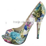 2013 high heel lady shoes made with special material flower sandal shoes