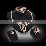 Wholesale Good Quality Wedding Jewelry Set Gold Metal Crystal Stone Knotted Necklace Earring Set 4PCS Jewelry Set For Women thumbnail-3