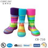 Customer Design Cheap Children Rubber Boot With Knitting Wool Cuff