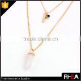 Gold Chain Delicate 2 Layered Necklace,boho Style Quartz Stone Pendant Necklace thumbnail-3