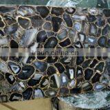 Black Agate Stone Table Top , Natural Agate Table Top