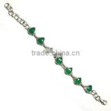 Natural Green Onyx sterling Silver Bracelet