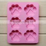 Amazon Hot Food Grade Non-stick Flexible 6 Cat Pawprint Soap Molds Silicon Sale thumbnail-1