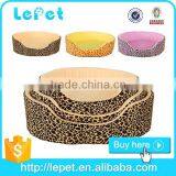 Low MOQ Fashion Coloful Leopard Print Cotton Stuffed Round Shaped Cat Bed thumbnail-1