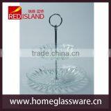 Cake Plate Double Layer Glass With Diamond Style Pattern thumbnail-1