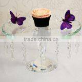 Crystal Glass Cake Plate With Dangling Crystal thumbnail-1