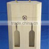 Natural Unfinished Decorative 2 Bottle Wooden Wine Gift Box Wholesale thumbnail-4