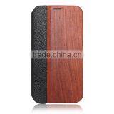 OEM Flip Wood Leather Cell Phone Case for Samsung S5 thumbnail-1