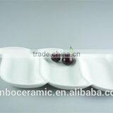 Fashion 3 Divided Leaf Shaped White Ceramic Porcelain Dishes For Restaurant Prices thumbnail-4