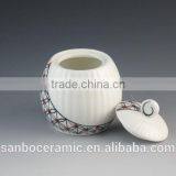 Wholesale Simple White Ceramic Sugar Pot With Lid thumbnail-2