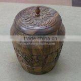 Wooden Hand Carved Candy Jar thumbnail-1
