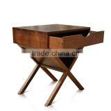 Bedside Panama Cross Legs Brown Mahogany Wood Furniture thumbnail-4