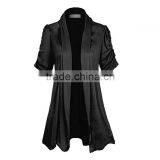 Cheap Stylish Girls Wholesale Women Black Draped Open Cardigan Plus Size Long Sleeve Solid Color Cardigan Wholesale CUSTOM thumbnail-1