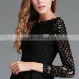 2016 Spring Women Lace Hollow Out Long Dresses Bohemian Femme Sexy Slim Party Dress Vestido thumbnail-3