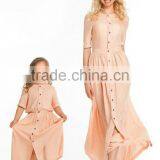 Maxi Dresses Long Button Down Dress Shirt Dresses Women Lady For Mother And Daughter thumbnail-3