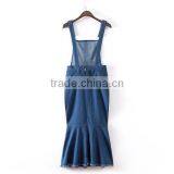 EY0566A Europe and America Women Pure Color Elastic Jean Fishtail Dress thumbnail-2