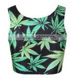 Summer Leaves Front&back Digital Print Bodybuilding Half Vests for Womens thumbnail-2