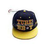 Yellow 3D Embroidered Flat Brim Baseball Hats 5 Panel Camper Cap thumbnail-1