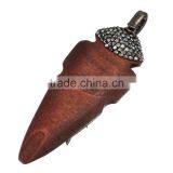 New Black Color Original Wood Pendants With Rhinestone Mixed thumbnail-5