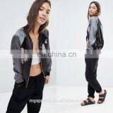 Wholesale Custom Satin Embroidered Bomber Jacket for Women thumbnail-1