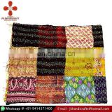 Authentic Vintage Silk Sari Reversible Neck Wrap Girls Kantha Scarf