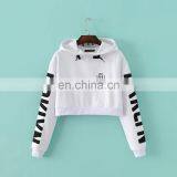 2016 Winter 100% Cotton Hoodies Blank Pullover Pure Color Short Printed Wholesale Plain White Hoodies For Lady thumbnail-5