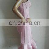 Women Dresses Summer Pink Spaghetti Strap Mermaid Midi Sexy Bandage Dresses thumbnail-5