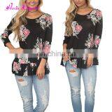 Without Moq Fashion Black Long Sleeves Running Blank Fitted Lady T-shirt thumbnail-6