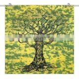 Single size bed sheet tree of life design green color