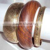 2015 Beautiful Wooden Bangle With Brass Spot And Wire Design 10608 thumbnail-5