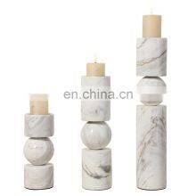 European Style White Stone Cylindrical Marble Candlestick for Home Restaurant Table Decoration Candle Holder