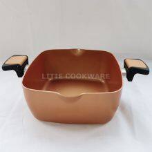 Multifunctional Square Pasta Pot With Spouts Strainer Lid Die-Cast Square Casserole Supply thumbnail-3