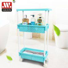 Movable Plastic Bathroom Kitchen Storage Organizer Rack Shelf Removable With Wheels thumbnail-5