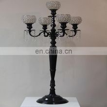 5 arms tall black finished wedding centerpiece crystal ball candelabra